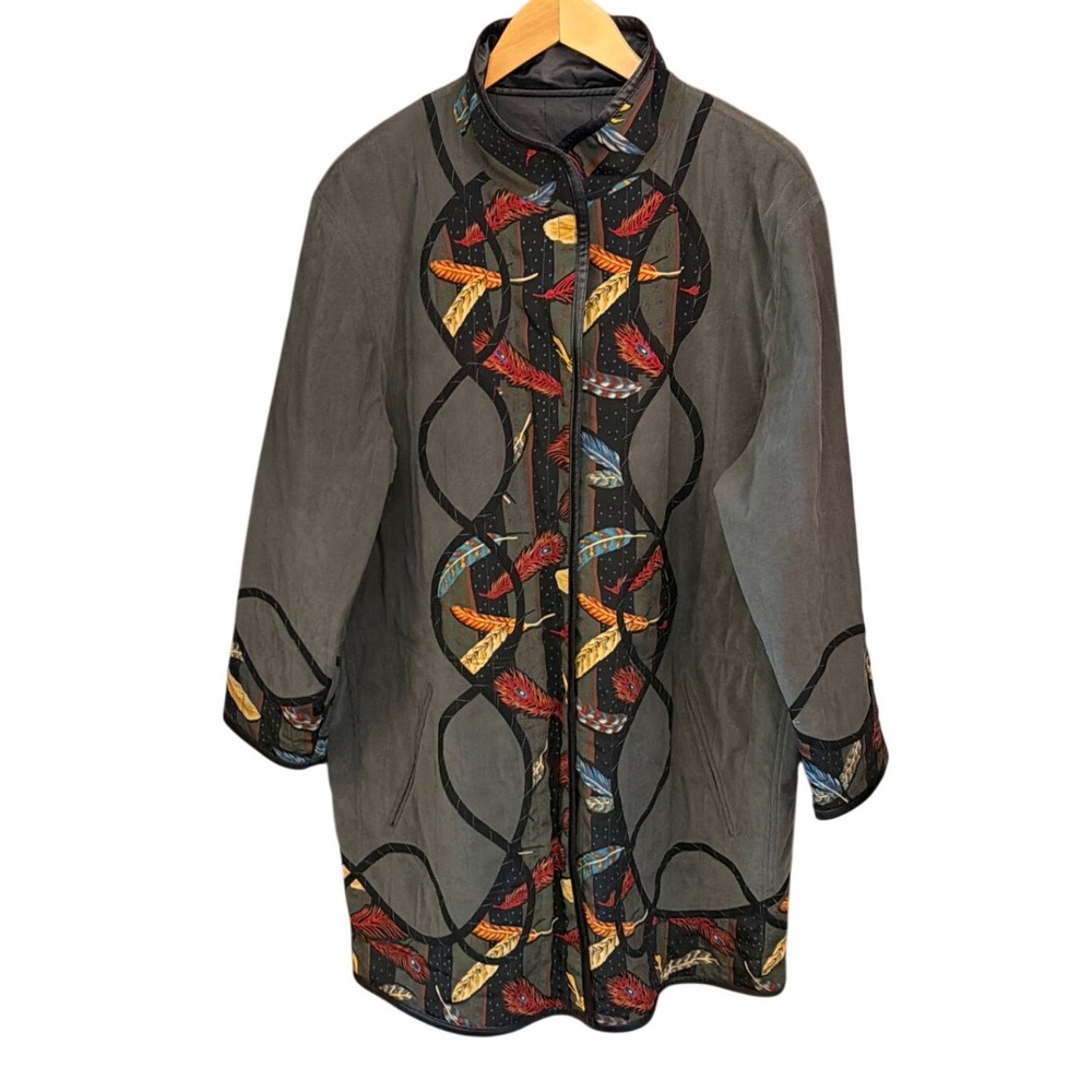 Vintage Koos of Course Reversible Jacket Feather Art To Wear Boho Whimsigoth